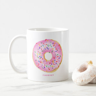 Cute Watercolor Pink Doughnut Sprinkles Coffee Mug