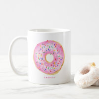 Cute Watercolor Pink Doughnut Sprinkles Personalis