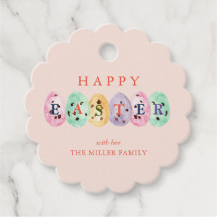 Cute watercolor Pink Easter eggs Favour Tags