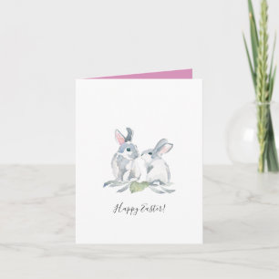 Cute Watercolor Pink Easter Thank You Holiday Card