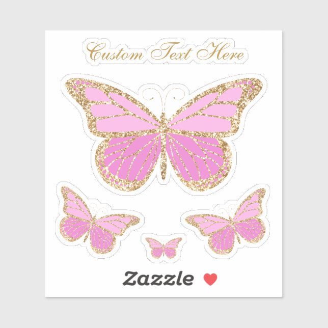 Cute Watercolor Pink & Gold Butterfly Personalised (Sheet)
