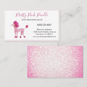 Cute Watercolor Pink Poodle Dog Grooming Service Business Card