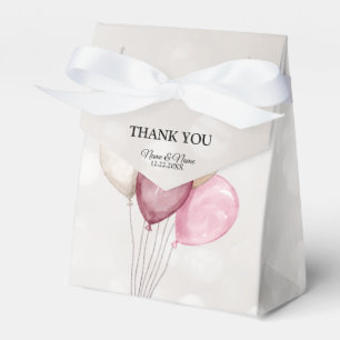 Cute Watercolor Pink White Balloons Party Favour Box