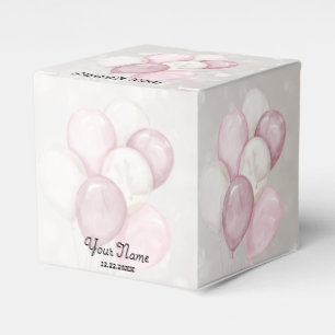 Cute Watercolor Pink White Balloons Party Favour Box