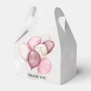 Cute Watercolor Pink White Balloons Party Favour Box