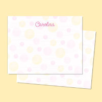 Cute Watercolor Pink Yellow Polka Dot Note Cards