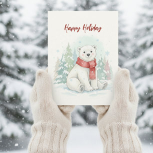 Cute watercolor Polar Bear Winter 