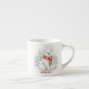 Cute watercolor Polar Bear Winter Espresso Cup