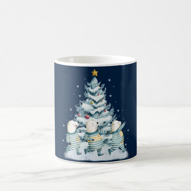 Cute Watercolor Polar Bears Coffee Mug (Center)