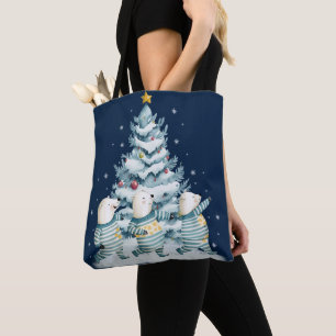 Cute Watercolor Polar Bears Tote Bag