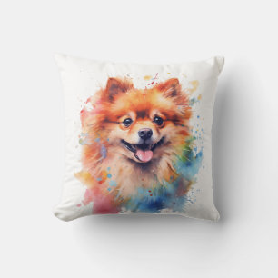 Cute Watercolor Pomeranian Dog  Cushion