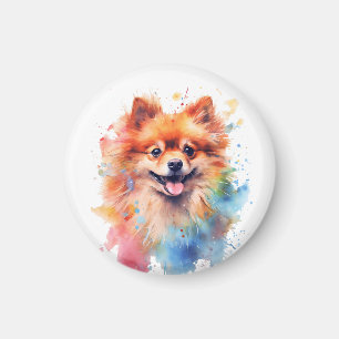 Cute Watercolor Pomeranian Dog Magnet