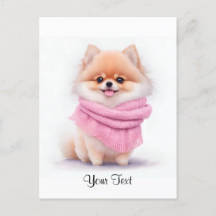 Cute Watercolor Pomeranian Puppy Dog Personised Postcard