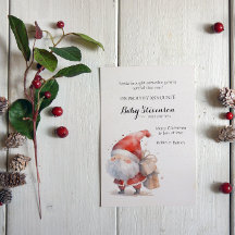 Cute watercolor Pregnancy Announcement Santa