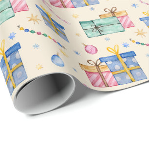 Cute Watercolor Presents Wrapping Paper Roll