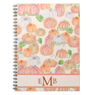Cute Watercolor Pumpkin Patch Autumn Notebook