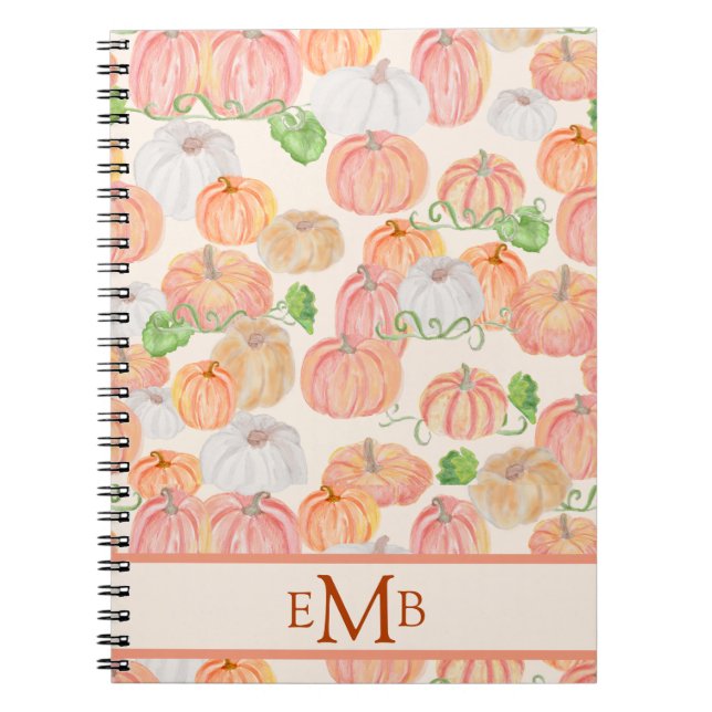 Cute Watercolor Pumpkin Patch Autumn  Notebook (Front)