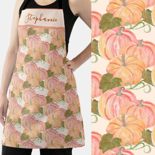 Cute Watercolor Pumpkin Patch custom name Apron