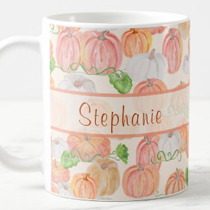 Cute Watercolor Pumpkin Patch custom name Coffee Mug