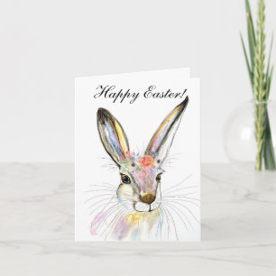 Cute Watercolor Rabbit Bunny Hare Easter Floral Th Thank You Card