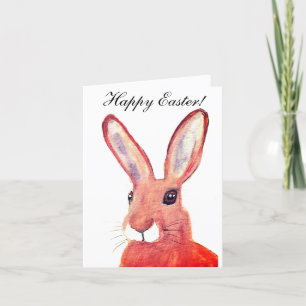 Cute Watercolor Rabbit Bunny Hare Easter Humour Thank You Card