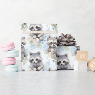Cute Watercolor Raccoons - Wrapping Paper