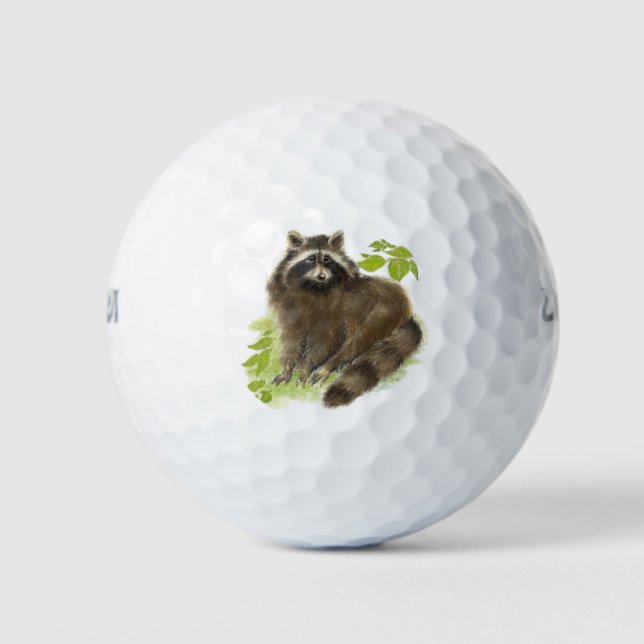 Cute Watercolor Racoon Animal nature art Golf Balls (Front)