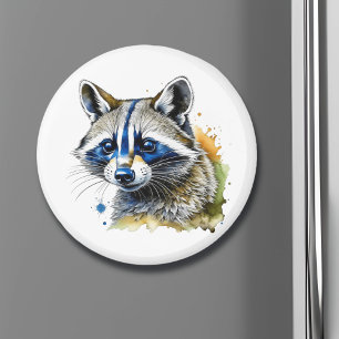 Cute Watercolor Racoon Magnet