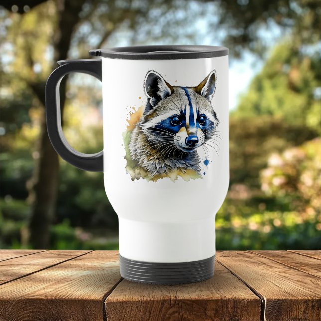 Cute Watercolor Racoon  Travel Mug (Creator Uploaded)