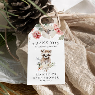 Cute Watercolor Racoon Winter Baby Shower Gift Tags