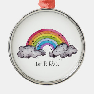Cute Watercolor Rainbow And Clouds Metal Tree Decoration
