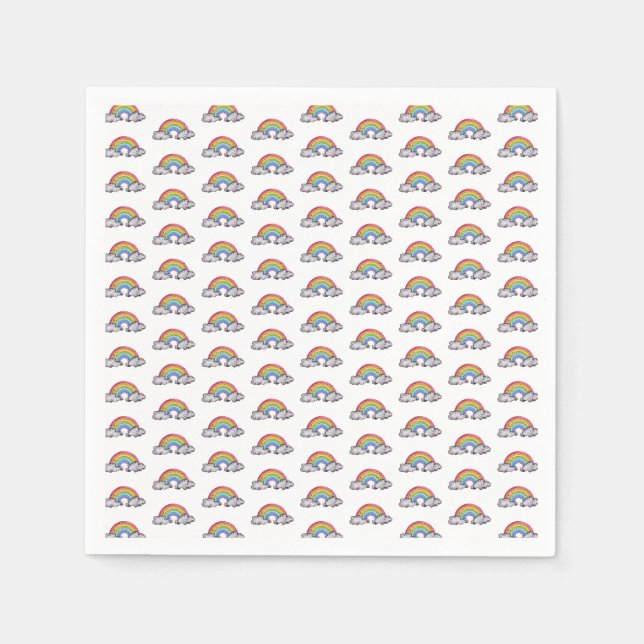 Cute Watercolor Rainbow And Clouds Napkin (Front)