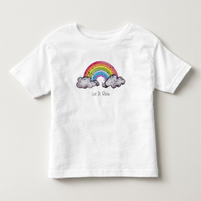 Cute Watercolor Rainbow And Clouds Toddler T-Shirt (Front)