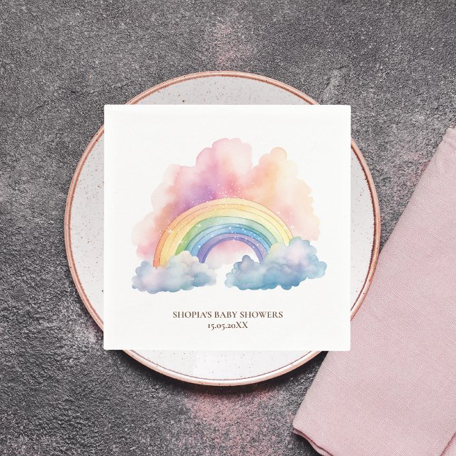 Cute Watercolor Rainbow Baby Shower Napkin (Creator Uploaded)