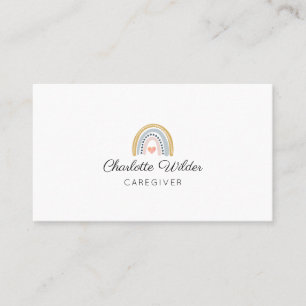Cute Watercolor Rainbow Caregiver Business Card