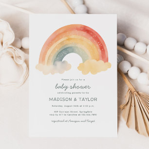 Cute Watercolor Rainbow Gender Neutral Baby Shower Invitation