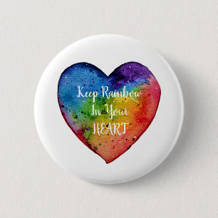 Cute Watercolor Rainbow Heart 6 Cm Round Badge