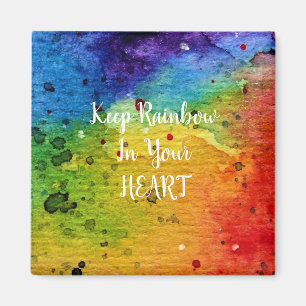 Cute Watercolor Rainbow Heart Magnet