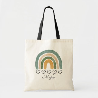 cute watercolor rainbow    Monogram Name Tote Bag