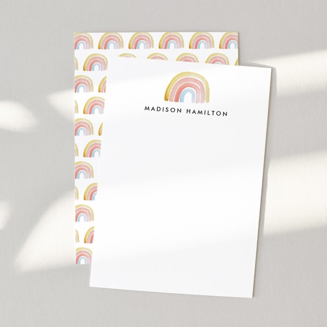 Cute Watercolor Rainbow Personalised Stationery Card (Creator Uploaded)