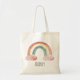 Cute Watercolor Rainbow Personalized Tote Bag