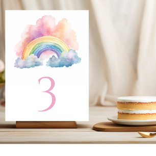 Cute Watercolor Rainbow Table Number