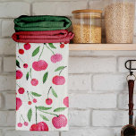 Cute watercolor red cherries pattern tea towel<br><div class="desc">Cute watercolor red cherries pattern. Fruit pattern with red cherries and green leaves.</div>
