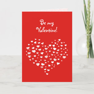 Cute Watercolor Red White Hearts Valentine's Day Holiday Card