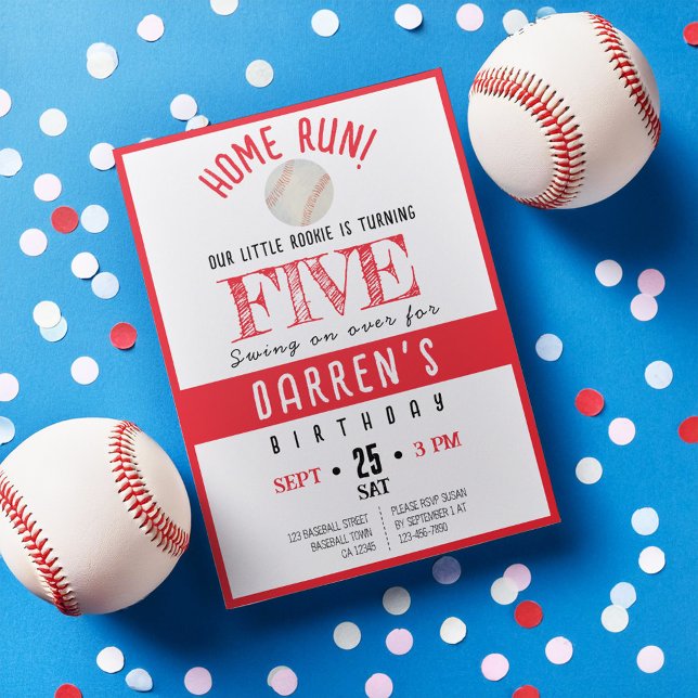 Cute Watercolor Rookie Baseball Birthday Invitation (Creator Uploaded)