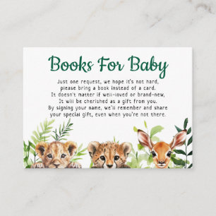 Cute Watercolor Safari Animals Books For Baby Enclosure Card