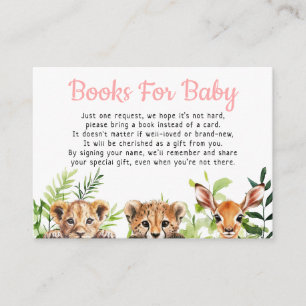 Cute Watercolor Safari Animals Girl Books For Baby Enclosure Card