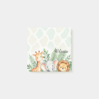 Cute Watercolor Safari Animals Personalised Sticky Post-it Notes