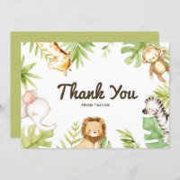 Cute Watercolor Safari Friends Tropical Birthday