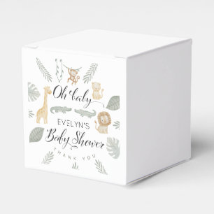 Cute Watercolor Safari Jungle Oh Baby Baby Shower Favour Box